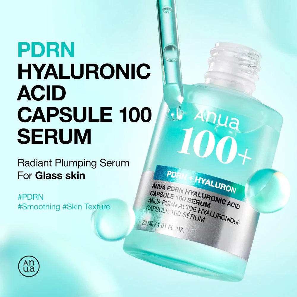 Anua PDRN - Hyaluronic Acid 100 Capsule, Radiant Facial Serum, Hyaluronic Acid, Hydration, Moisture-Filling Effect, Natural Color, Fragrance-Free