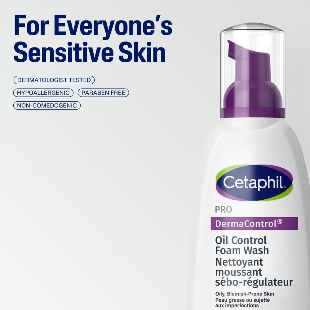 Cetaphil DermaControl Oil Control Foam Face Wash,236ml - Derm