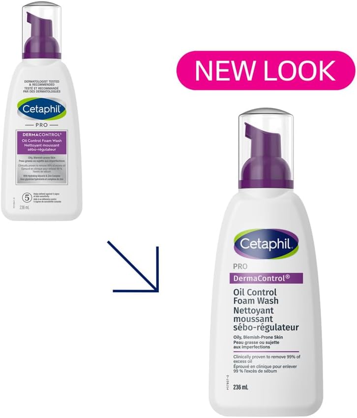 Cetaphil DermaControl Oil Control Foam Face Wash,236ml - Derm