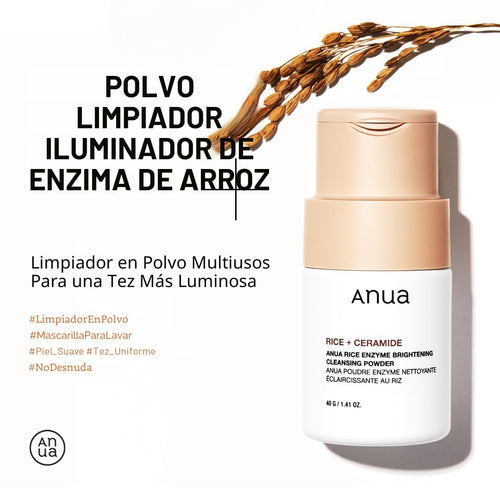 ANUA RICE ENZYME BRIGHTENING CLEANSING POWDER, Rice Mask, Ceramide, Gentle Face Wash for Brightening, Radiant Skin, Facial Cleanser for Dry Skin, Korean Skincare, Fragrance Free, 40g/1.41fl.oz.