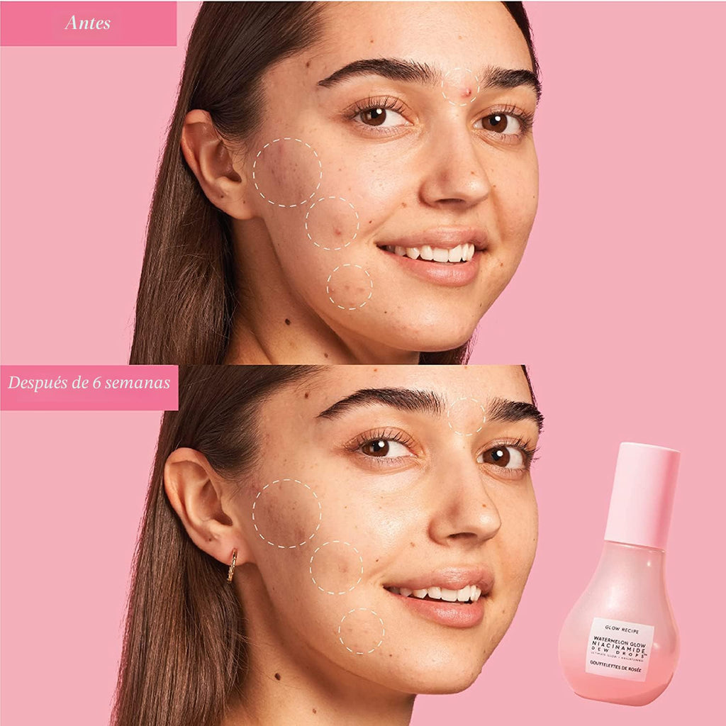 Glow Recipe Watermelon Niacinamide Dew Drops - Brightening, Plumping Hydrating Face Serum, Makeup Primer + Liquid Highlighter with Hyaluronic Acid - Dewy & Glowing Korean Skin Care (40ml)